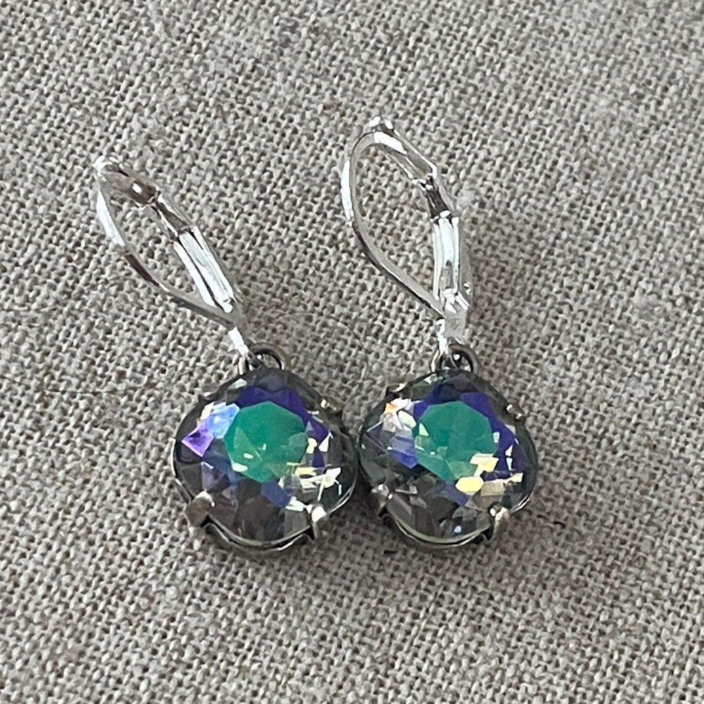 Lunar Glow Swarovski Cushion Cut Earrings Sterling S…
